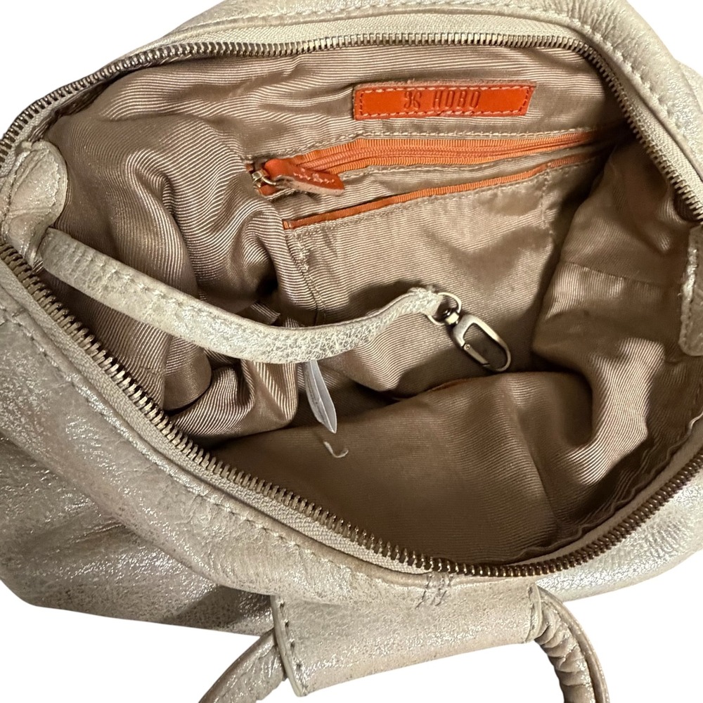 HOBO Shelia Metallic Champagne Gold Green Tint Leather Satchel Handbag - Picture 16 of 16